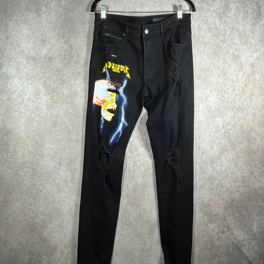 Rockstar Original Ultra Slim Jean Mens 32 Oscar Black Natural Selection 2.0 Rock